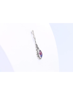 Pendentif contemporain en argent serti d'une pierre du Rhin et de marcassites - 4