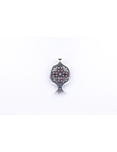 Pendentif contemporain en argent serti de rubis - 1