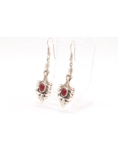 Boucles d'oreilles contemporaines en argent serties de cornaline - 2
