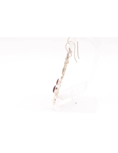 Boucles d'oreilles contemporaines en argent serties de cornaline - 3