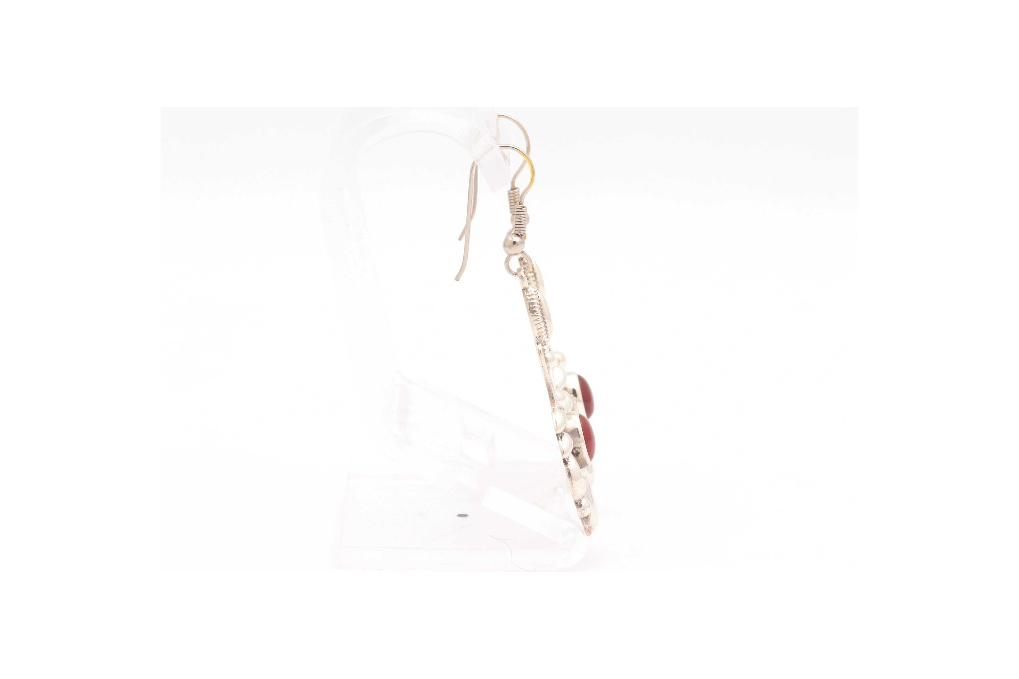 Boucles d'oreilles contemporaines en argent serties de cornaline - 4