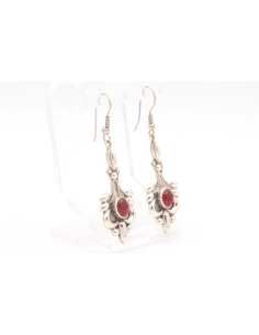 Boucles d'oreilles contemporaines en argent serties de cornaline - 5