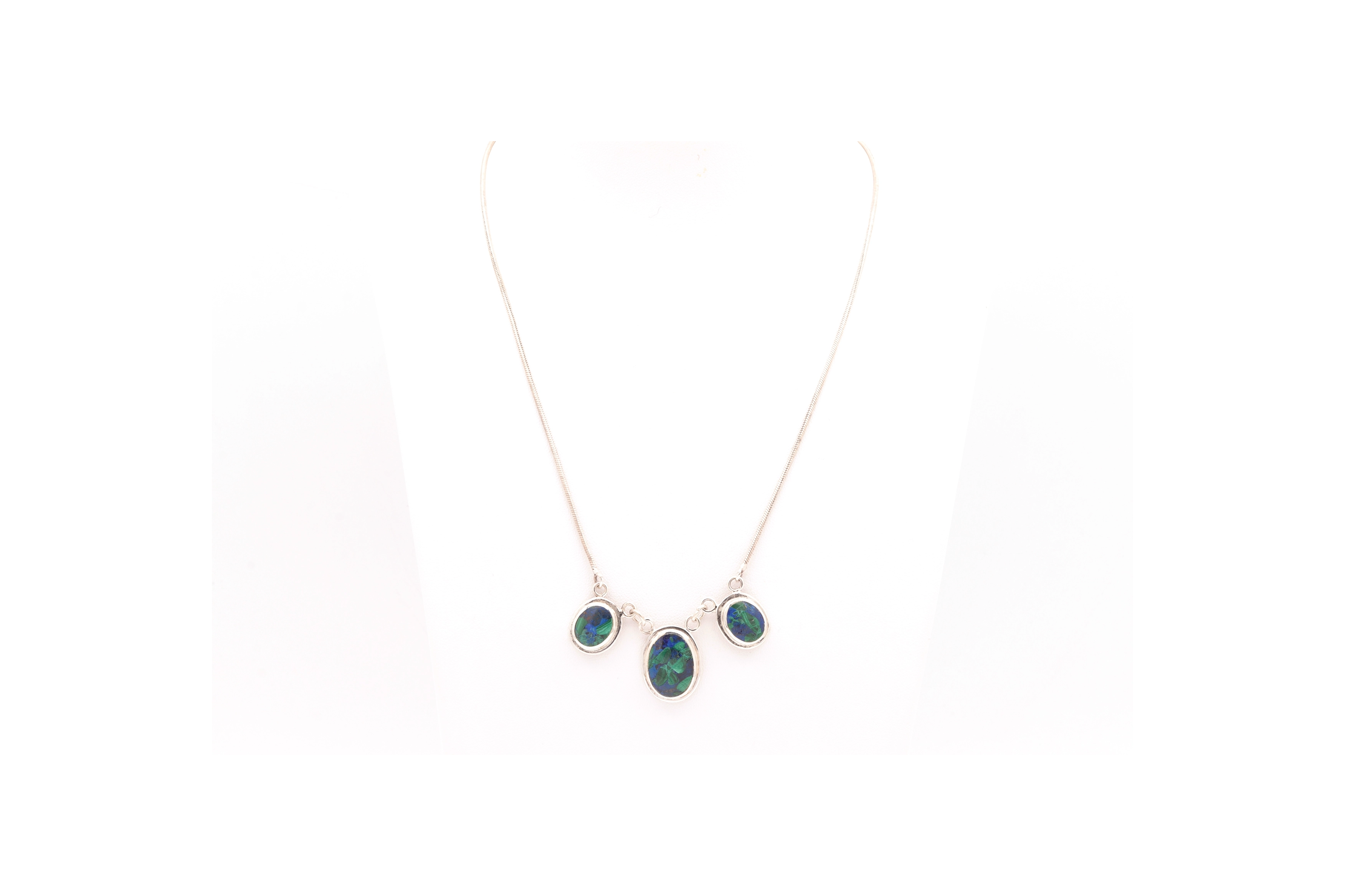 Collier contemporain en argent serti de malachite et de lapis lazuli -  - 1