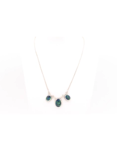 Collier contemporain en argent serti de malachite et de lapis lazuli - - 1