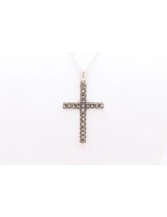 Pendentif Années 50 en argent serti de marcassites - 1