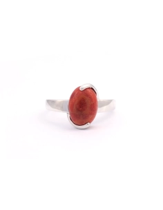 Bague Contemporaine en argent 925 serti de corail - 1