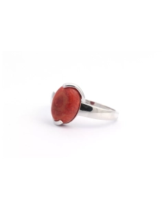 Bague Contemporaine en argent 925 serti de corail - 2