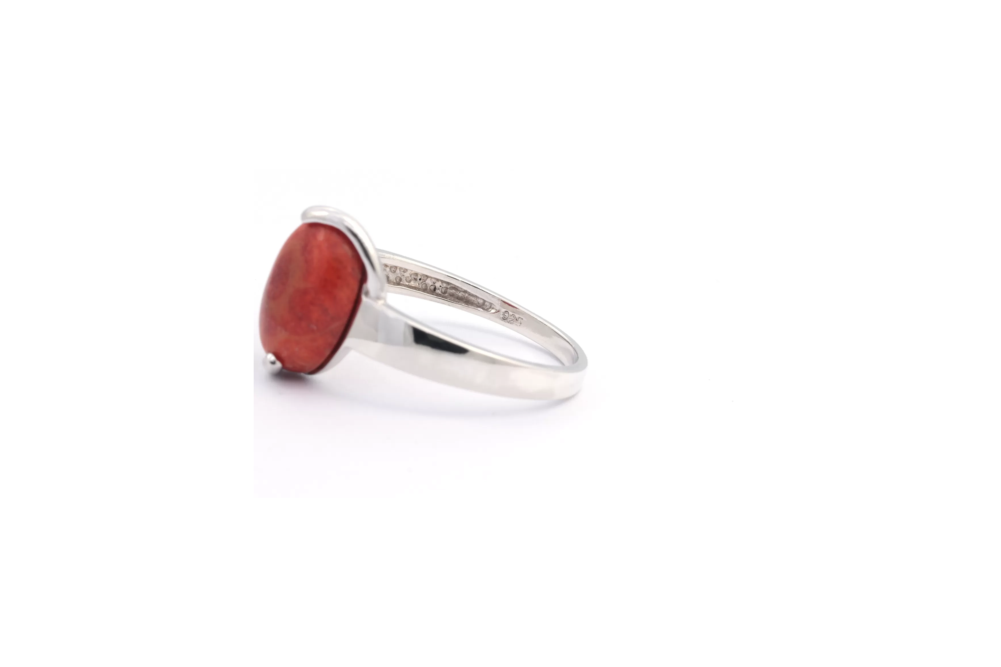 Bague Contemporaine en argent 925 serti de corail - 7