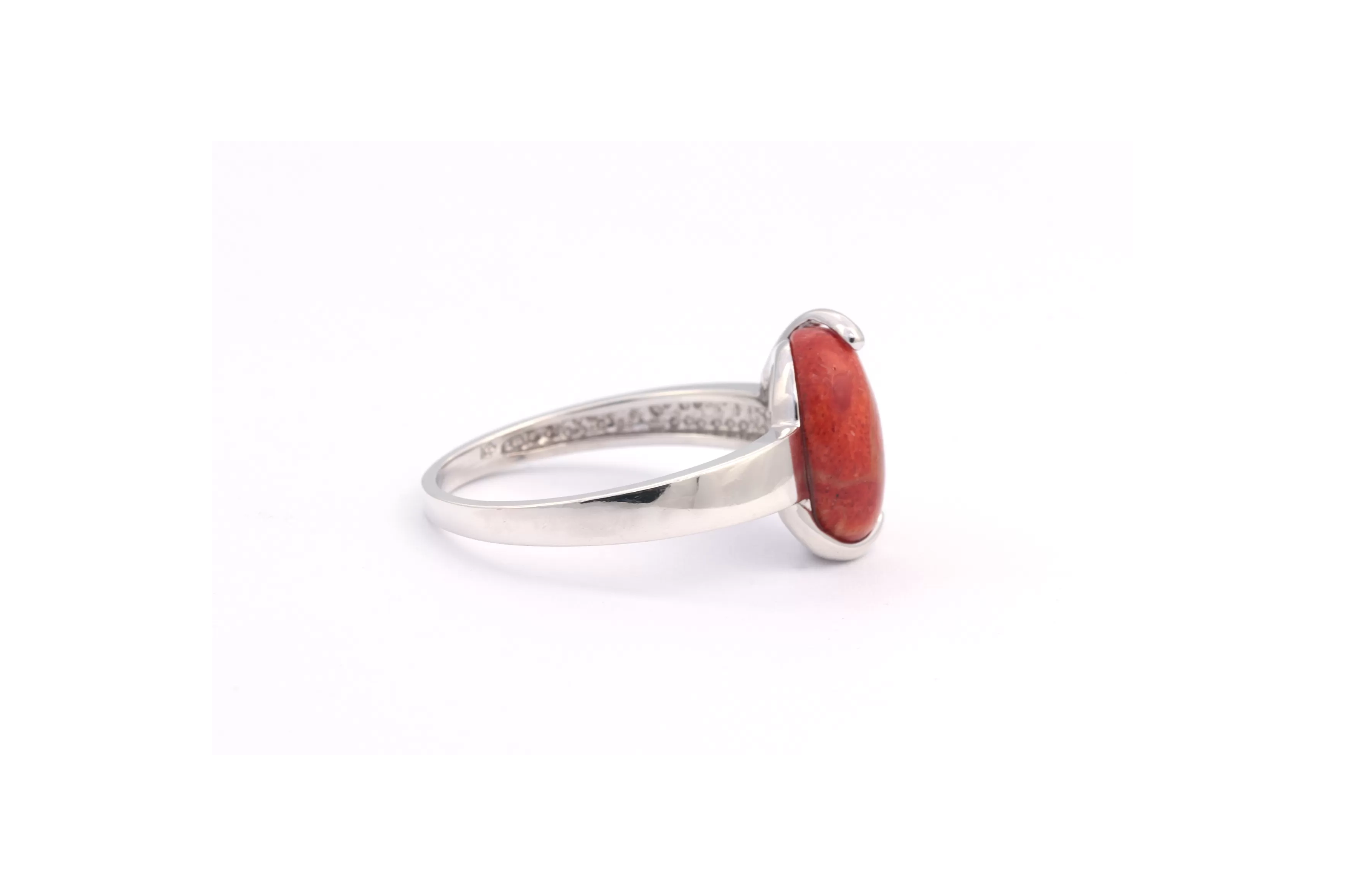 Bague Contemporaine en argent 925 serti de corail - 5