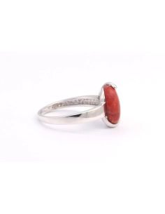 Bague Contemporaine en argent 925 serti de corail - 5
