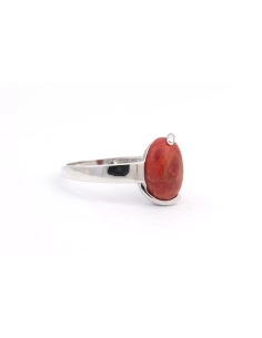 Bague Contemporaine en argent 925 serti de corail - 6