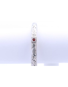 Bracelet "éthnique" contemporain en argent serti de cornaline - 1