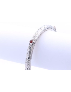 Bracelet "éthnique" contemporain en argent serti de cornaline - 2