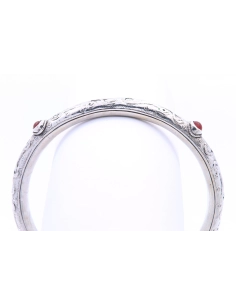 Bracelet "éthnique" contemporain en argent serti de cornaline - 3