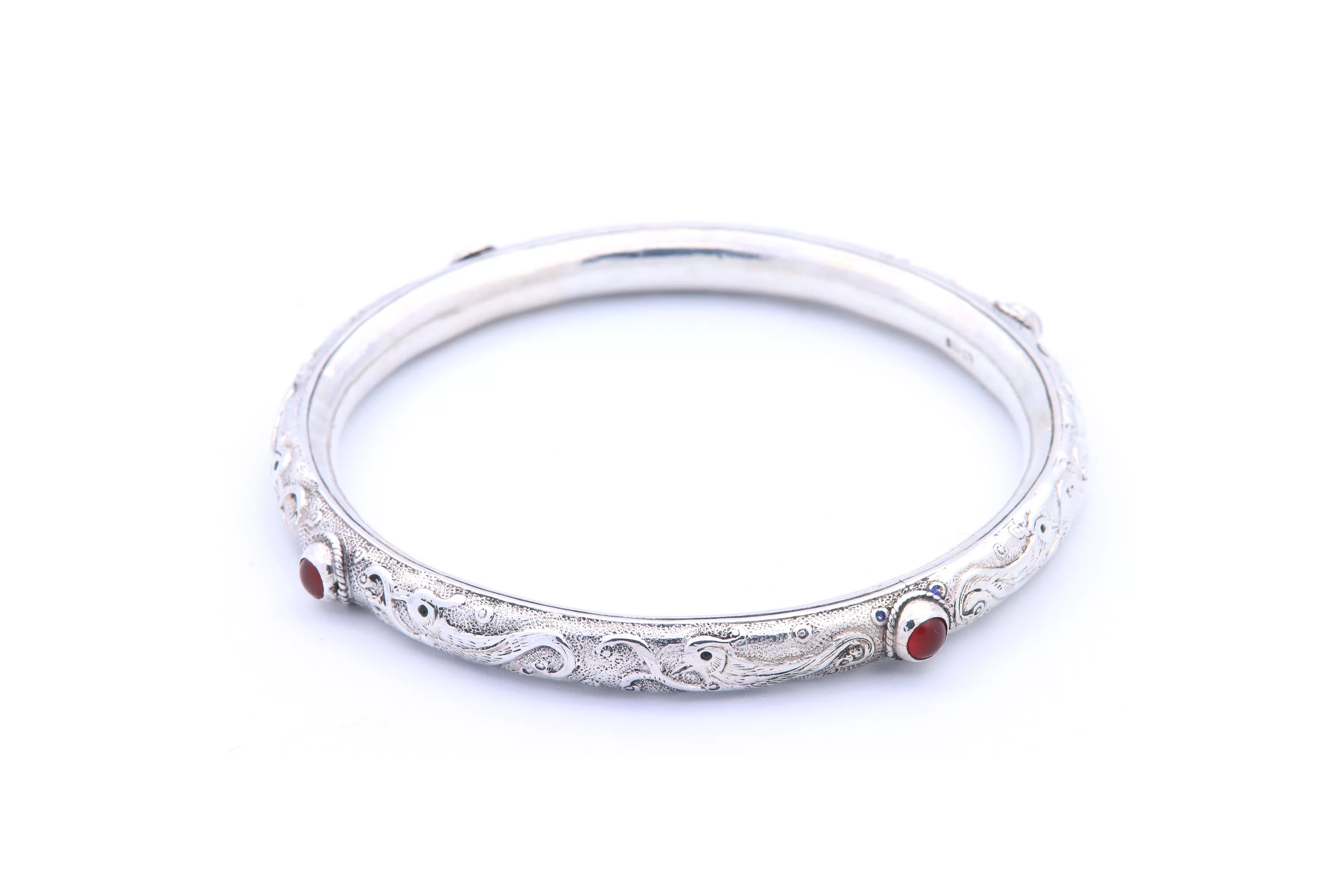 Bracelet "éthnique" contemporain en argent serti de cornaline - 6