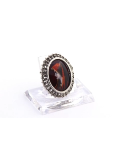 Broche Années 50 en argent sertie de marcassites et d'émail de Limoges - 5