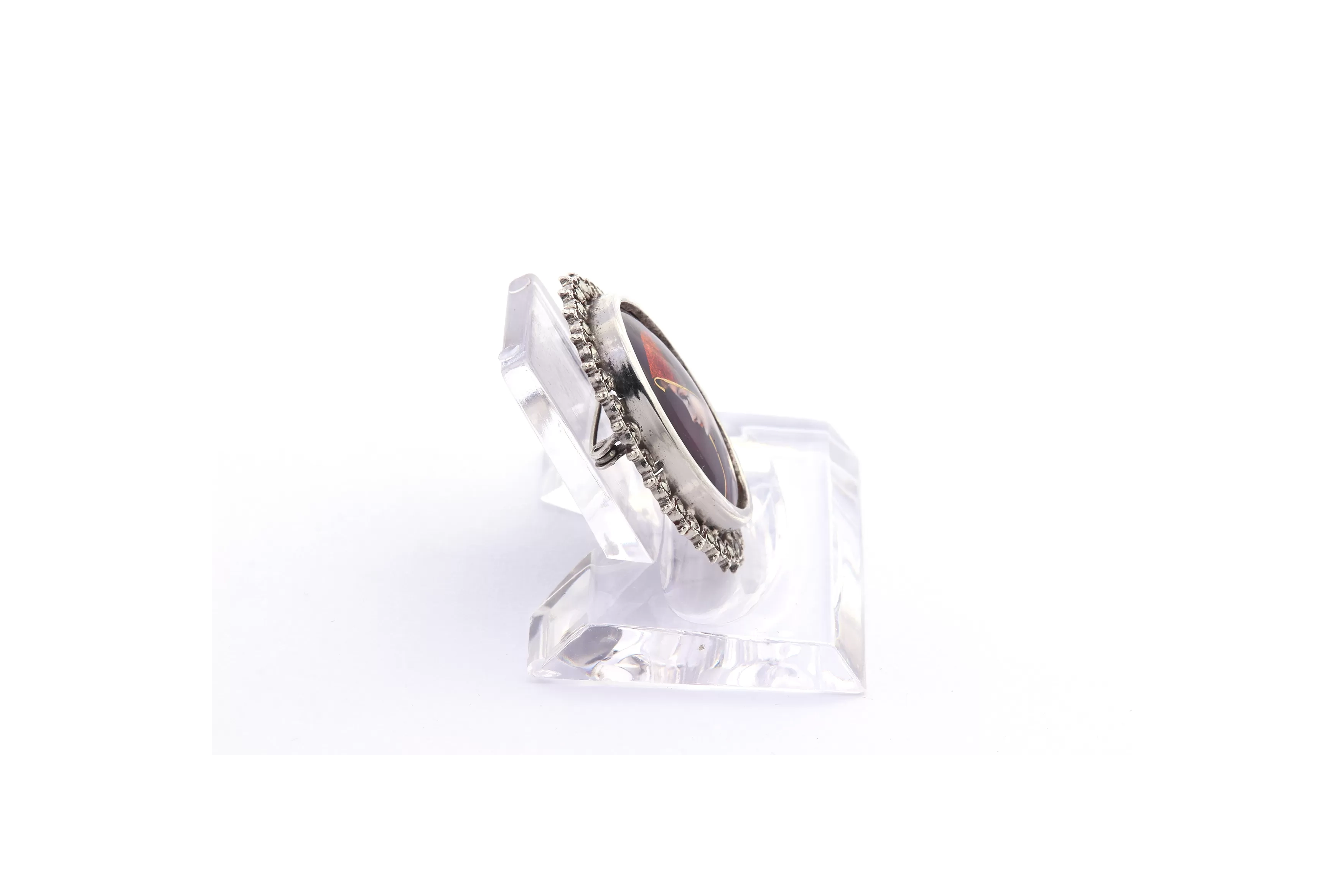 Broche Années 50 en argent sertie de marcassites et d'émail de Limoges - 4