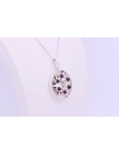 Pendentif Finlandais Années 70 en argent 925 serti d'améthystes, signé Kultaseppä Salovaara - - 5