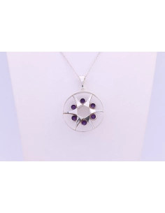 Pendentif Finlandais Années 70 en argent 925 serti d'améthystes, signé Kultaseppä Salovaara - - 6