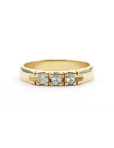 Bague contemporaine en or jaune 18 carats sertie de diamants "taille" brillant (+- 0.27ct) - - 1