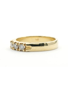 Bague contemporaine en or jaune 18 carats sertie de diamants "taille" brillant (+- 0.27ct) - - 2