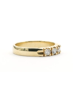 Bague contemporaine en or jaune 18 carats sertie de diamants "taille" brillant (+- 0.27ct) - - 6