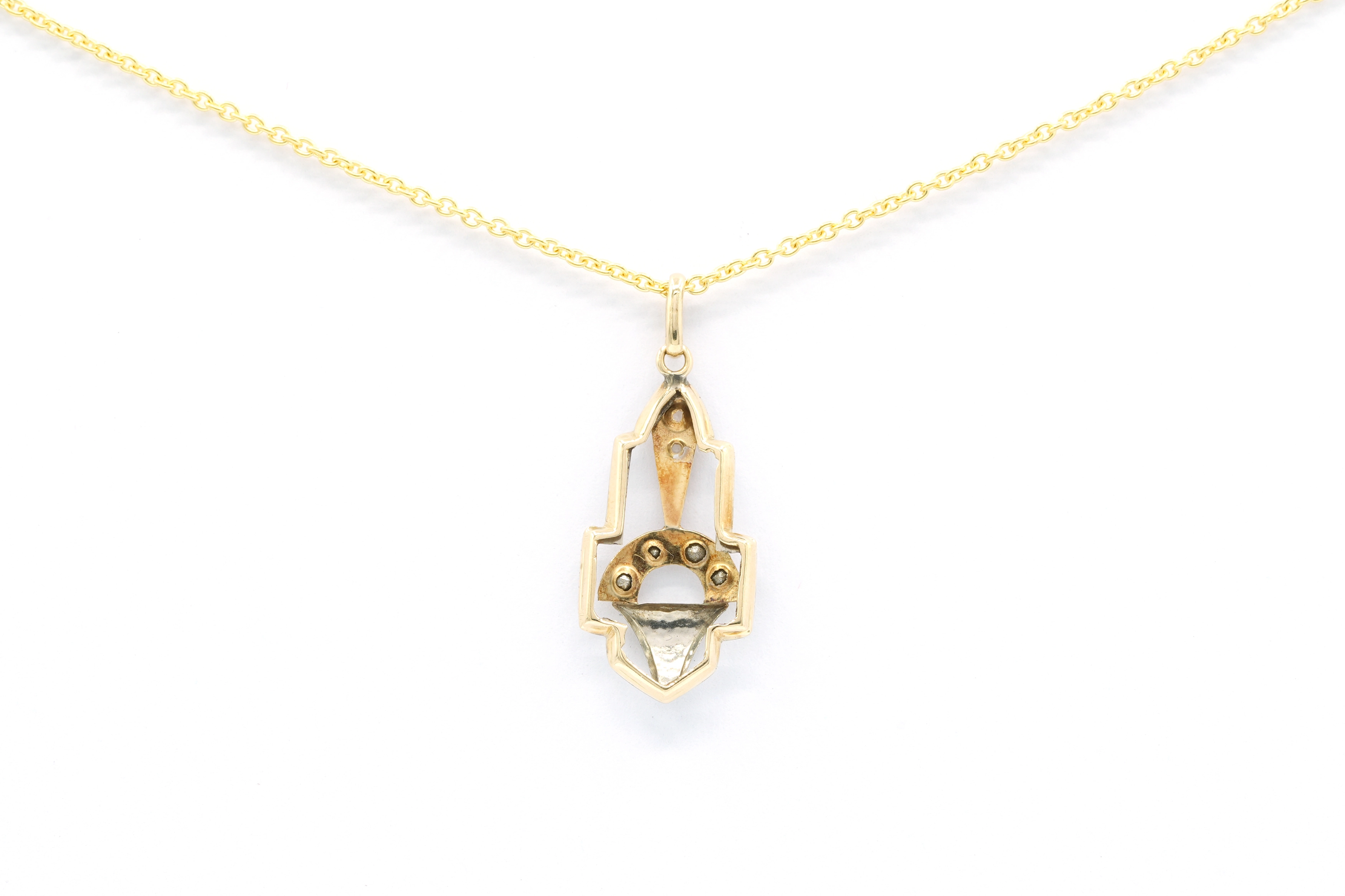 Pendentif Art Déco en or jaune et blanc 18 carats serti de strass - 4