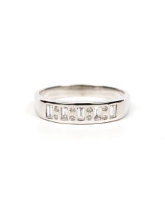 Alliance demi-américaine contemporaine en or blanc 18 carats sertie de diamants "taille" baguette et brillant (+-0.056ct) - 1