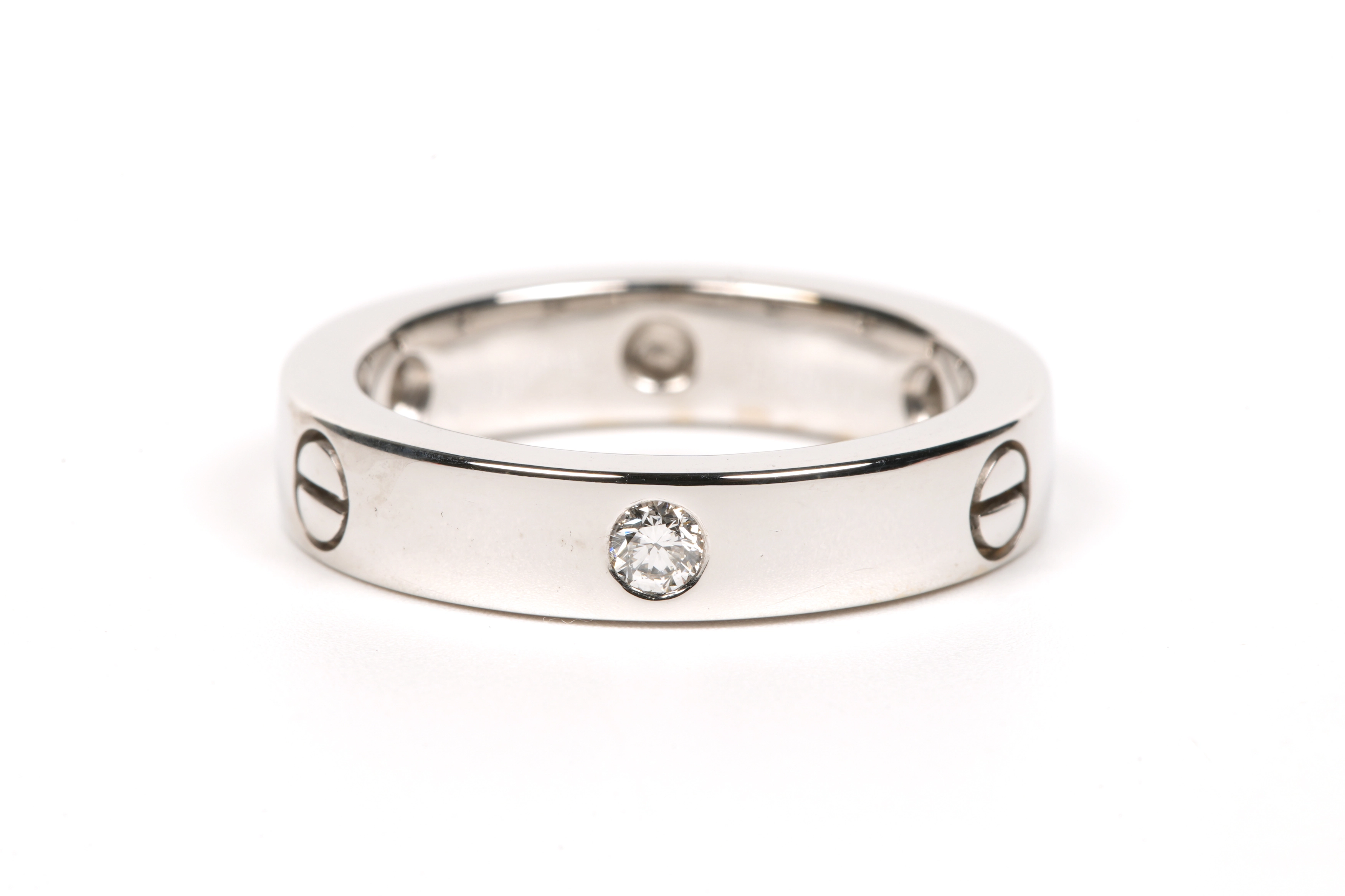 Bague contemporaine en or blanc 18 carats sertie de diamants "taille" brillant (+-0.12ct) - 2