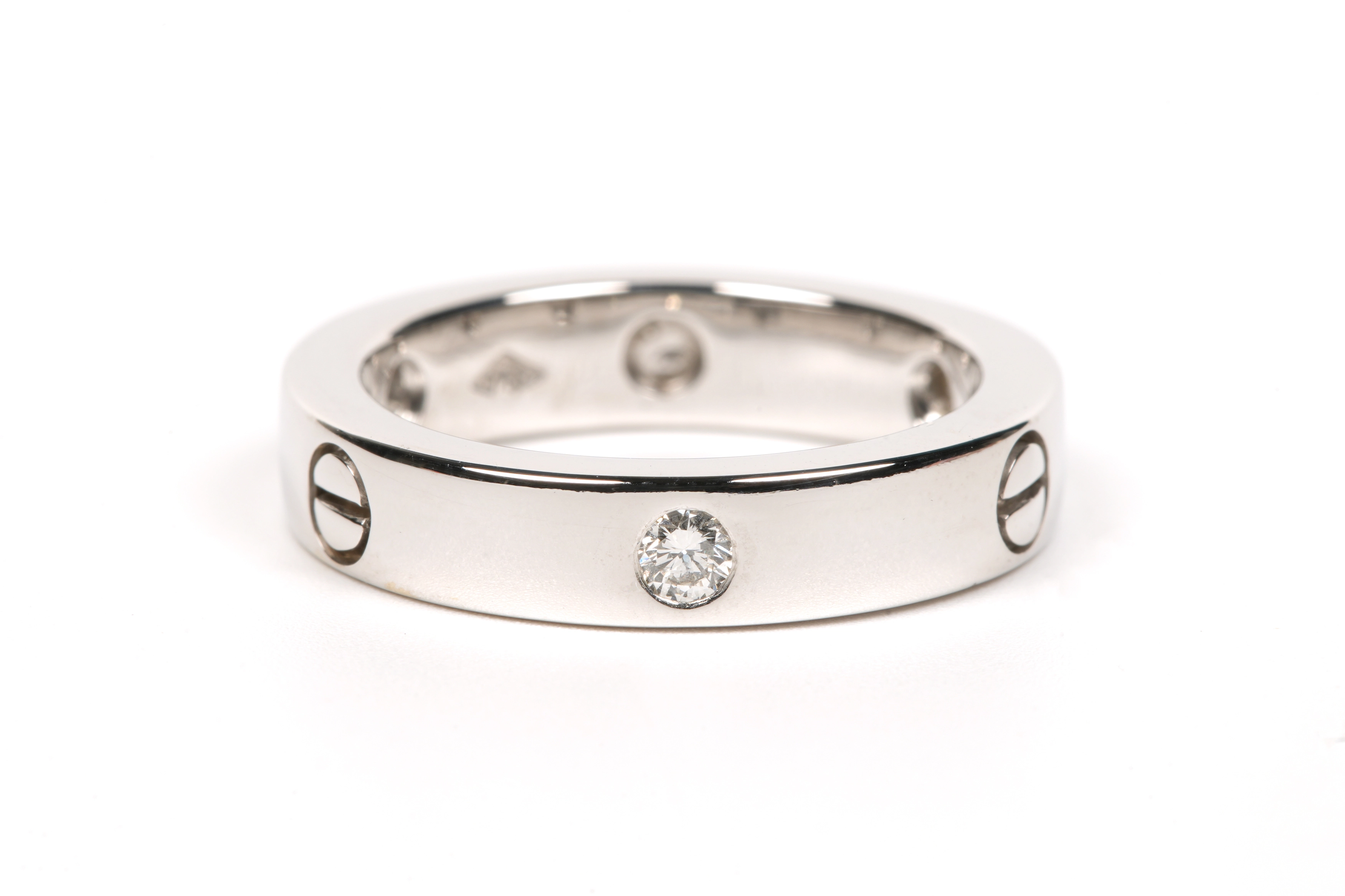 Bague contemporaine en or blanc 18 carats sertie de diamants "taille" brillant (+-0.12ct) - 3