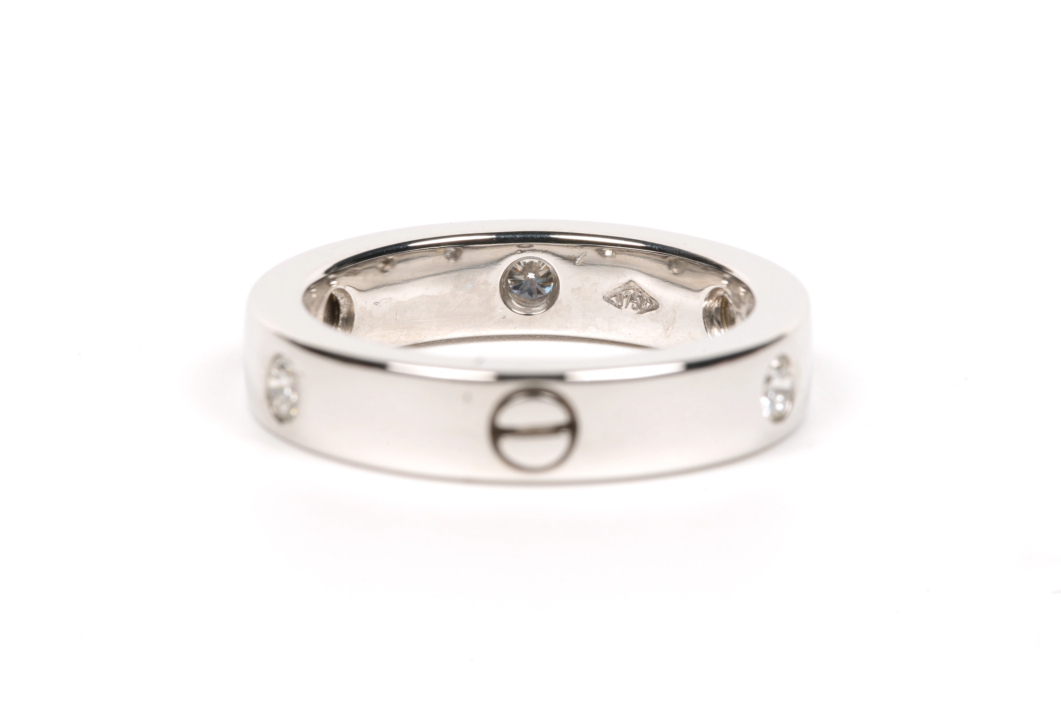 Bague contemporaine en or blanc 18 carats sertie de diamants "taille" brillant (+-0.12ct) - 4