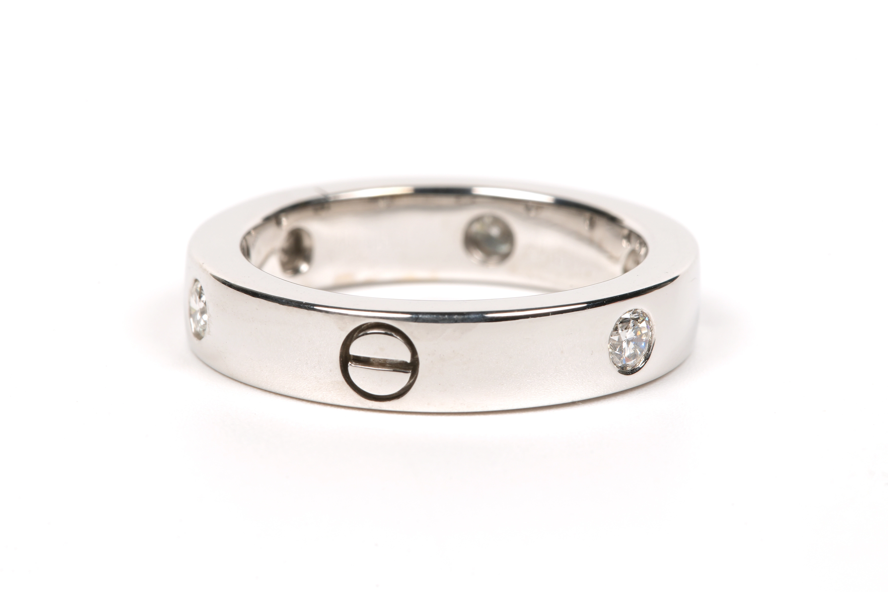 Bague contemporaine en or blanc 18 carats sertie de diamants "taille" brillant (+-0.12ct) - 6