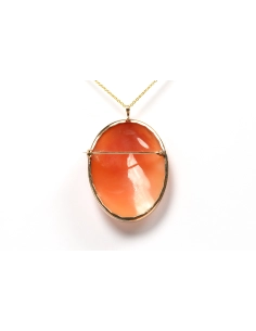 Pendentif - Broche Années 50 en or jaune 14 carats serti d'un camée coquillage - 5