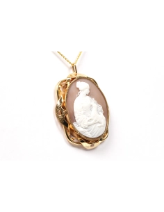 Pendentif Napoléon III en or jaune 18 carats serti d'un camée coquillage - 3