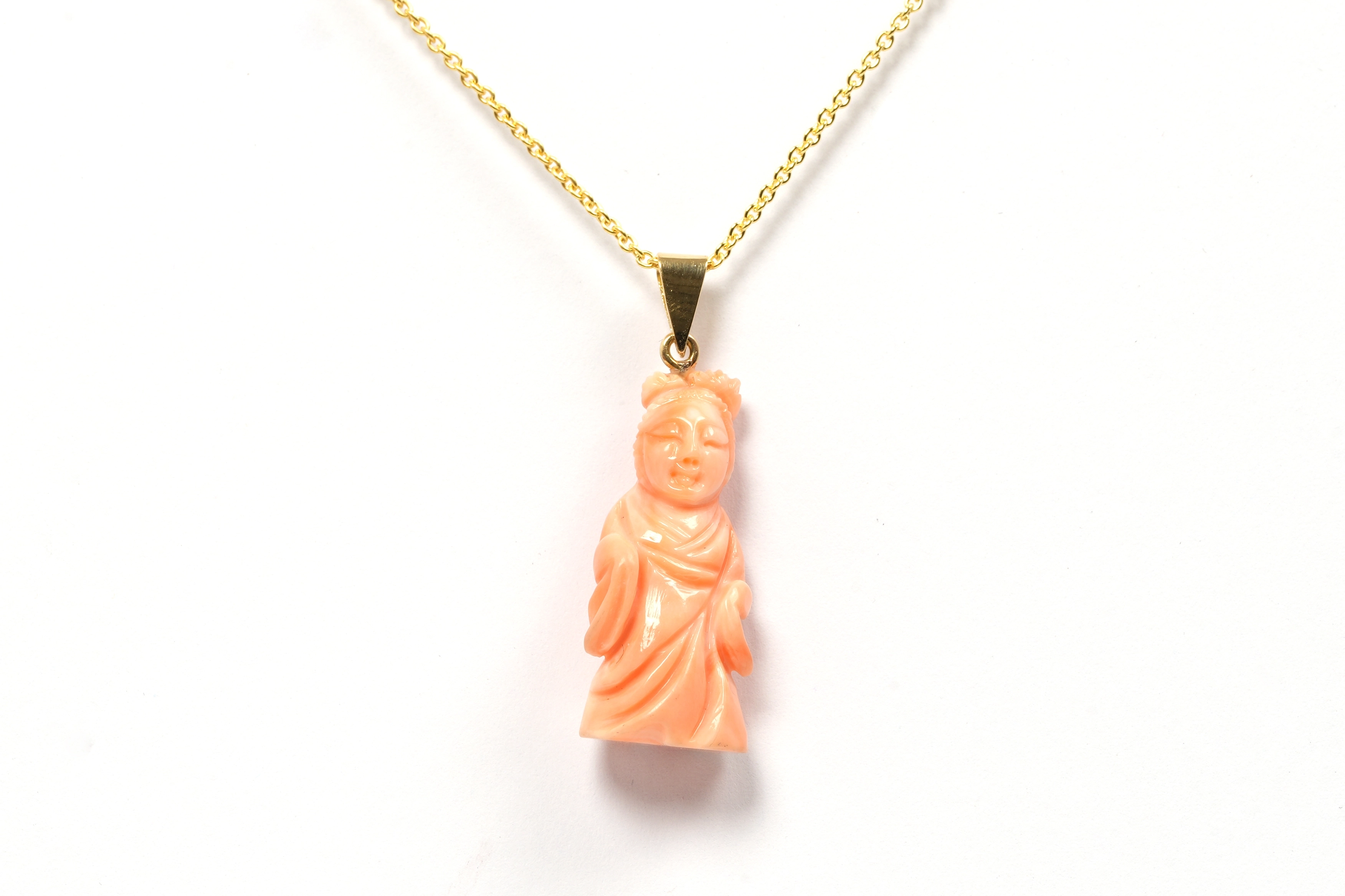 Pendentif Années 70 en or jaune 18 carats et corail - 1