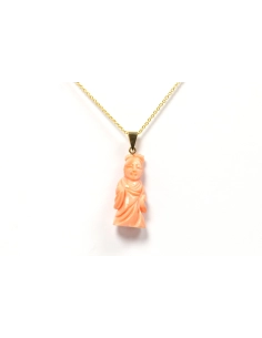 Pendentif Années 70 en or jaune 18 carats et corail - 1