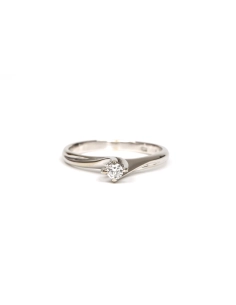 Bague Années 70 en or blanc 18 carats sertie d'un diamant "taille" brillant (+-0.08ct) - 1