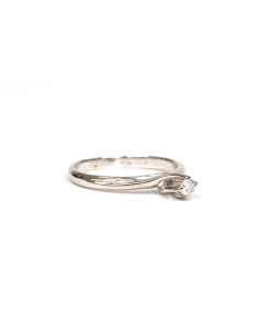 Bague Années 70 en or blanc 18 carats sertie d'un diamant "taille" brillant (+-0.08ct) - 6