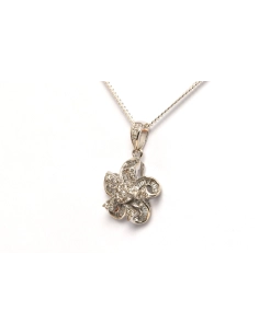 Pendentif contemporain en or blanc 18 carats serti de diamants "taille" baguette et "taille" brillant (+-0.154ct) - - 2