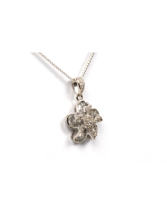 Pendentif contemporain en or blanc 18 carats serti de diamants "taille" baguette et "taille" brillant (+-0.154ct) - - 3