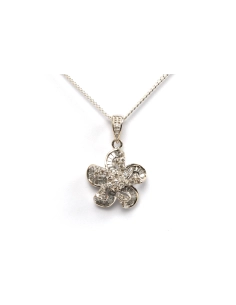 Pendentif contemporain en or blanc 18 carats serti de diamants "taille" baguette et "taille" brillant (+-0.154ct) - - 1