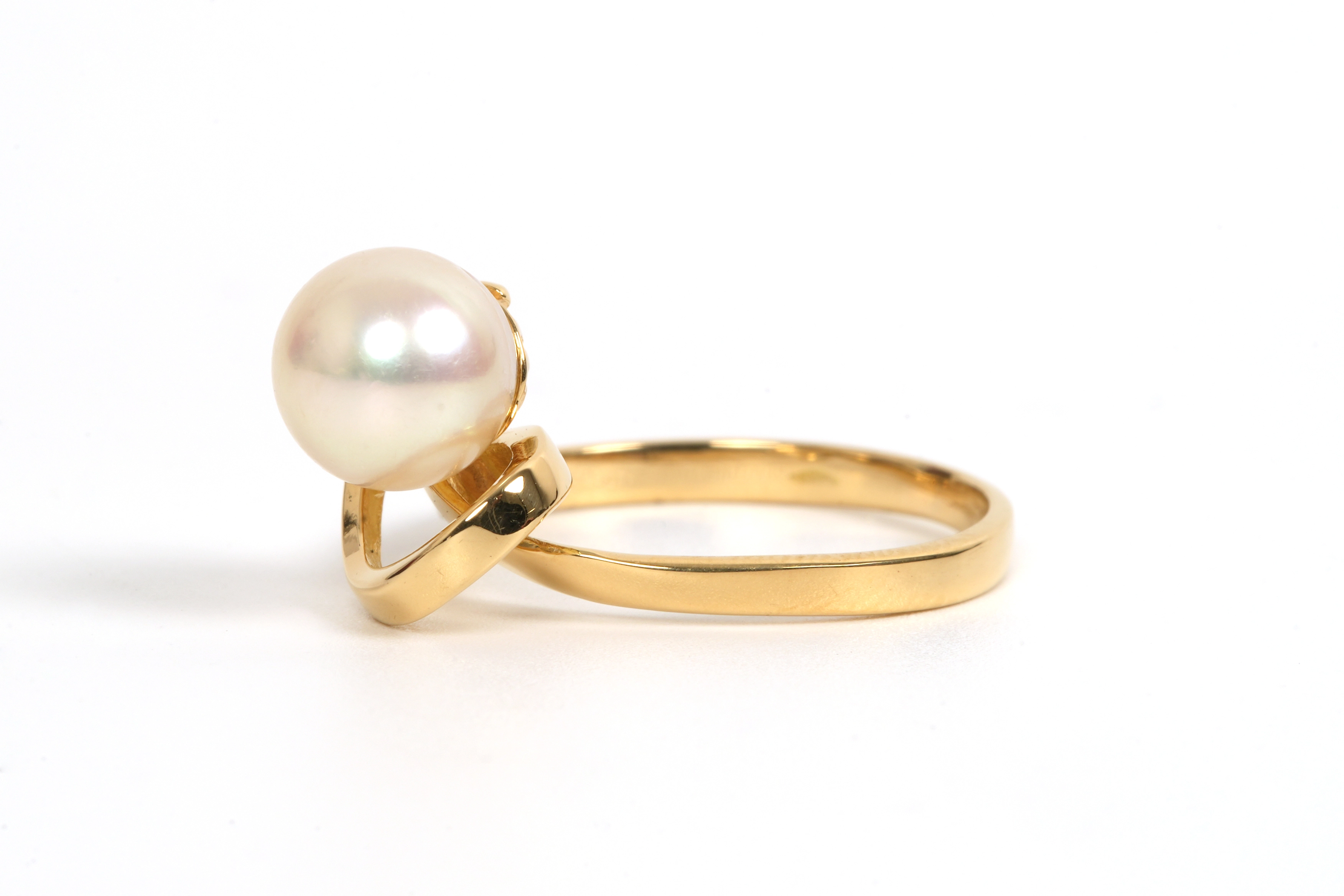 Bague Années 70 en or jaune 18 carats sertie d'une perle - 2