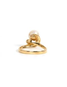 Bague Années 70 en or jaune 18 carats sertie d'une perle - 4