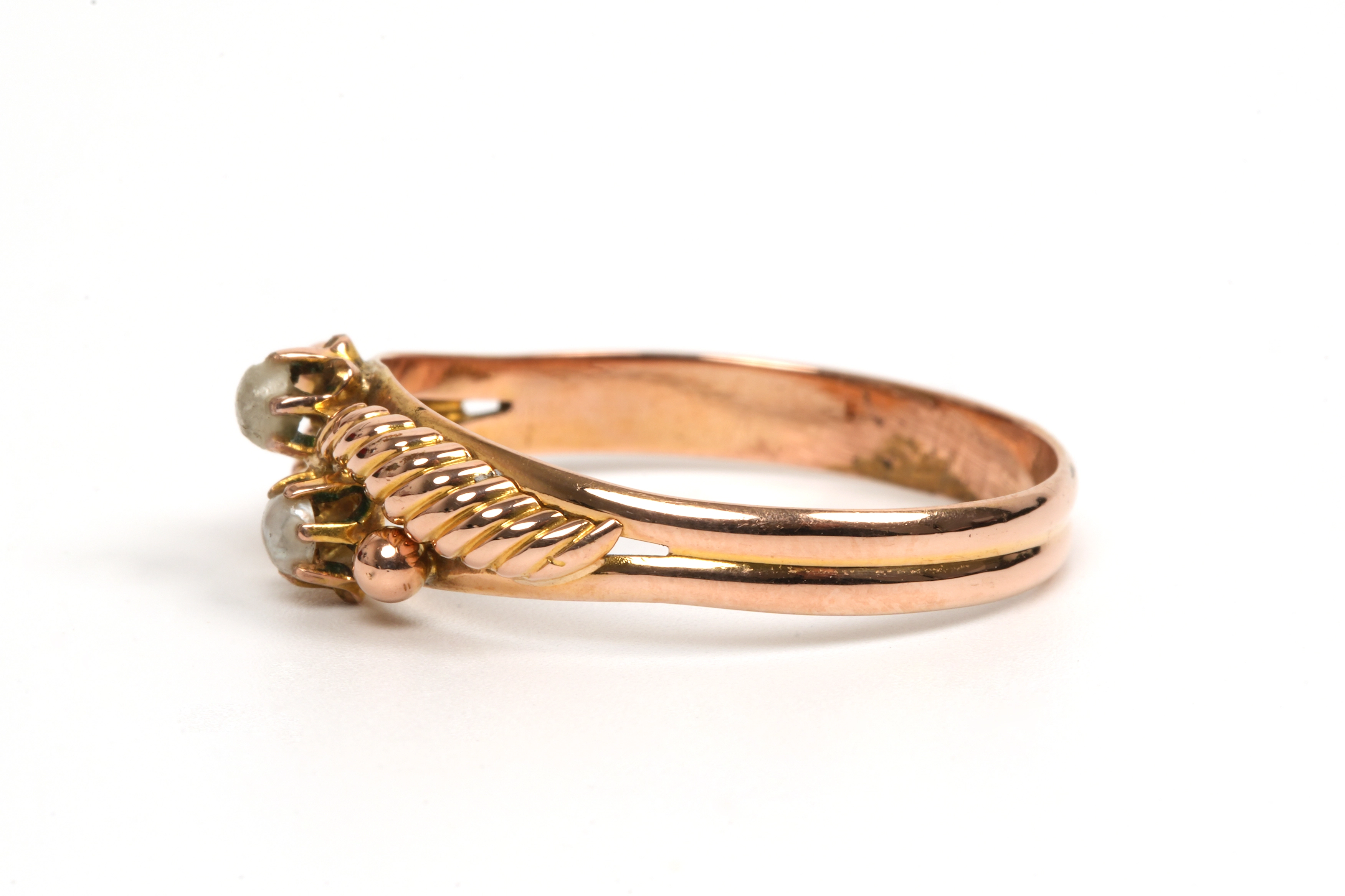 Bague Art Déco en or jaune 18 carats sertie de perles - 3