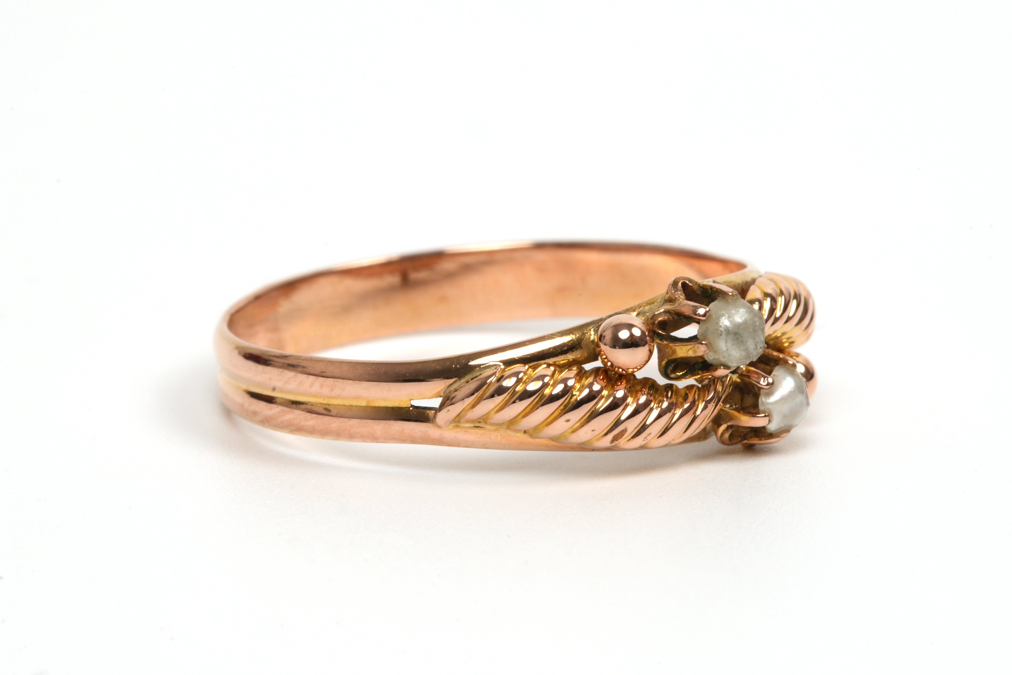 Bague Art Déco en or jaune 18 carats sertie de perles - 6