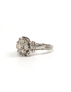 Bague Années 50 en or blanc 18 carats sertie de diamants "taille" brillant (+-0.39ct) - 2