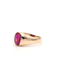 Bague "maçonnique" Années 50 en or jaune 9 carats sertie d'un rubis de synthèse - 2