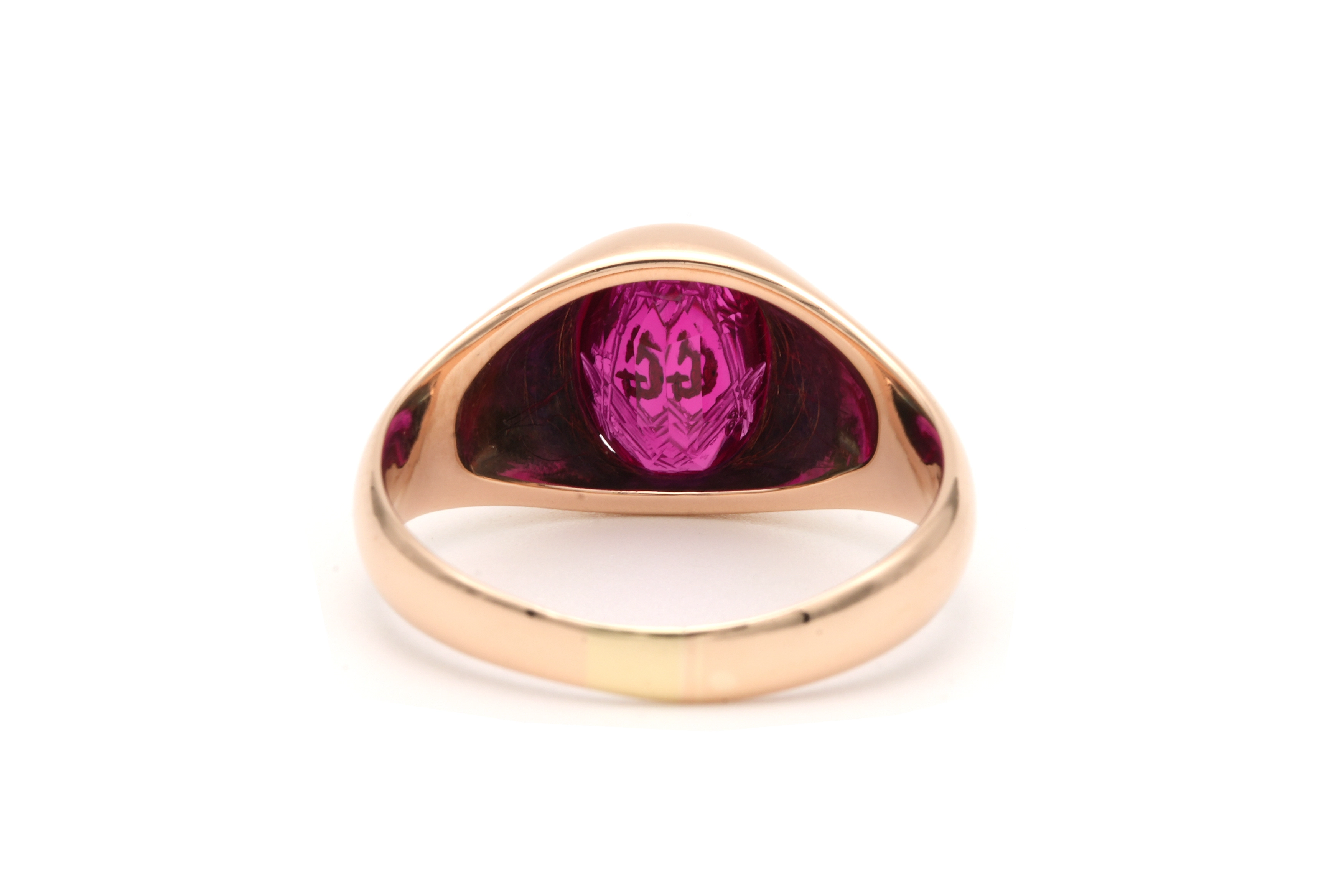 Bague "maçonnique" Années 50 en or jaune 9 carats sertie d'un rubis de synthèse - 4
