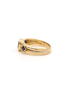 Bague Années 70 en or jaune et blanc 18 carats sertie de saphirs - - 3