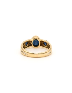 Bague Années 70 en or jaune et blanc 18 carats sertie de saphirs - - 4